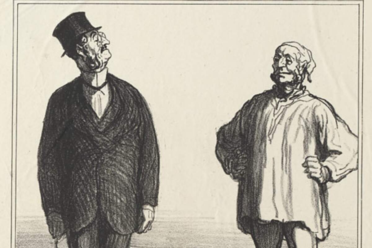 Honoré Daumier Comme ça se redresse vite une épine dorsale de candidat Planche n° 135 de la série Actualités. 1869. Lithographie, 3e état sur 3, avec la lettre (« ça se redresse » au lieu de « ça la redresse »). Épreuve sur blanc provenant du dépôt légal. 24,1 x 20,6 cm. Delteil 3718. Publiée dans Le Charivari, le 25 juin 1869. BnF, Estampes et Photographie, Rés. Dc-180b (78)-Fol.