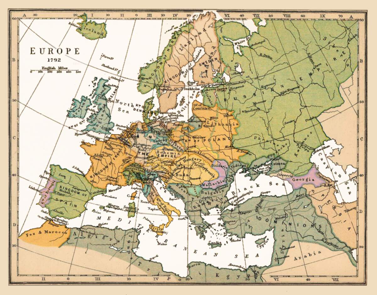 L’Europe à la fin du XVIIIe siècle. Wikimédia