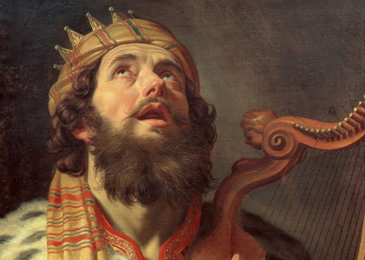 Le roi David jouant de la harpe, Gerard van Honthorst, 1622. Domaine public