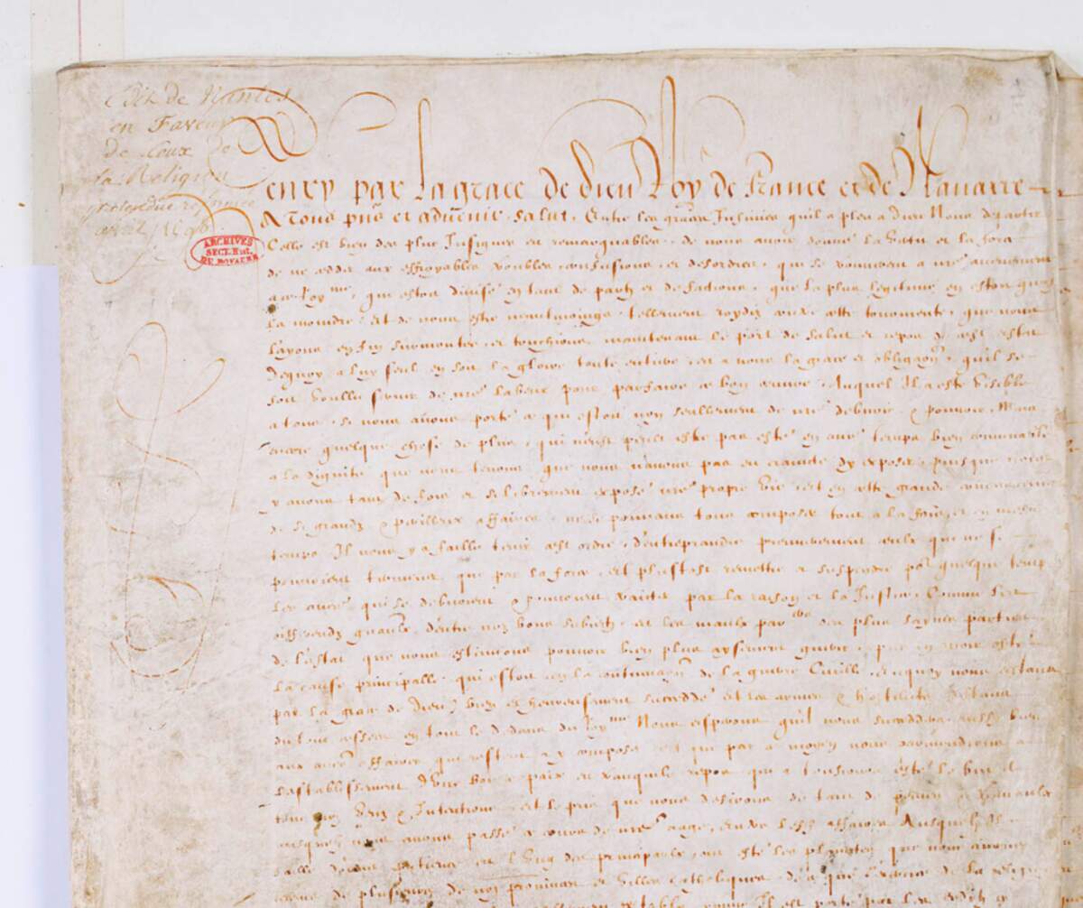 Édit de Nantes. 1598 | Archives nationales, wikimédia