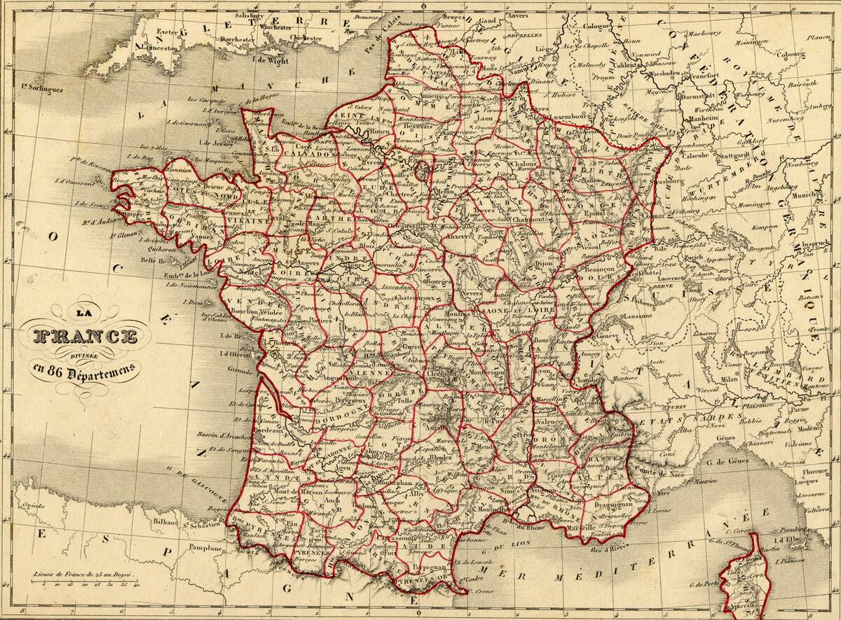 Carte géographique ancienne de France | 1854 Vuillemin | wikimedia
