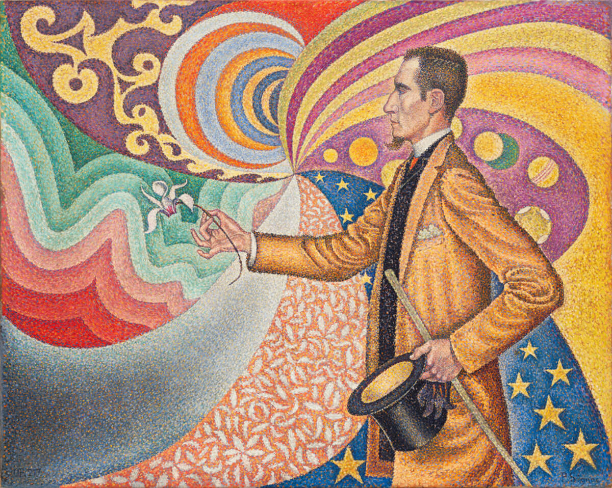 Portrait de Fénéon. Opus 217. Sur l’émail d’un fond rythmique de mesures et d’angles, de tons et de teintes, portrait de M. Félix Fénéon en 1890 1890-1891. Huile sur toile. H. 73,5 ; L. 92,5 cm New York, MoMA, Don de David et Peggy Rockefeller © DR