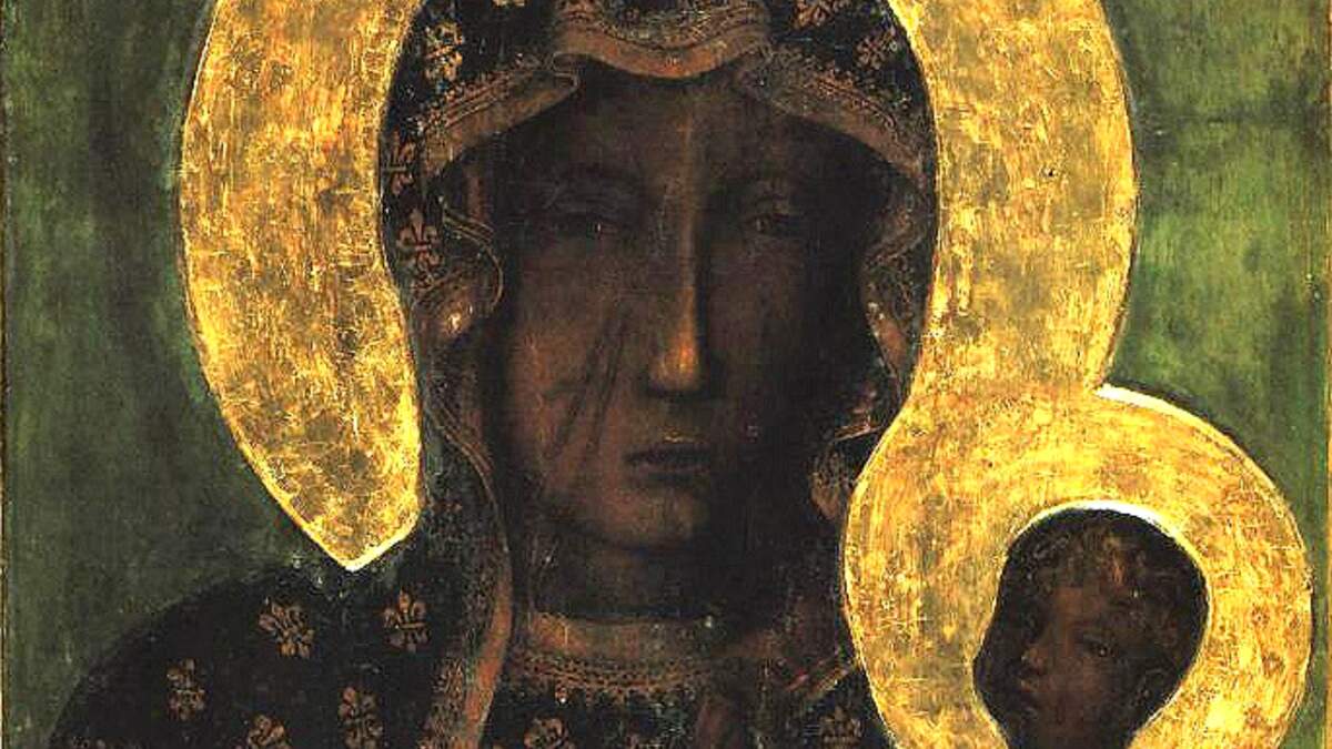 Vierge noire de Częstochowa (voïvodie de Silésie) dans le monastère de Jasna Gora, XVe siècle.