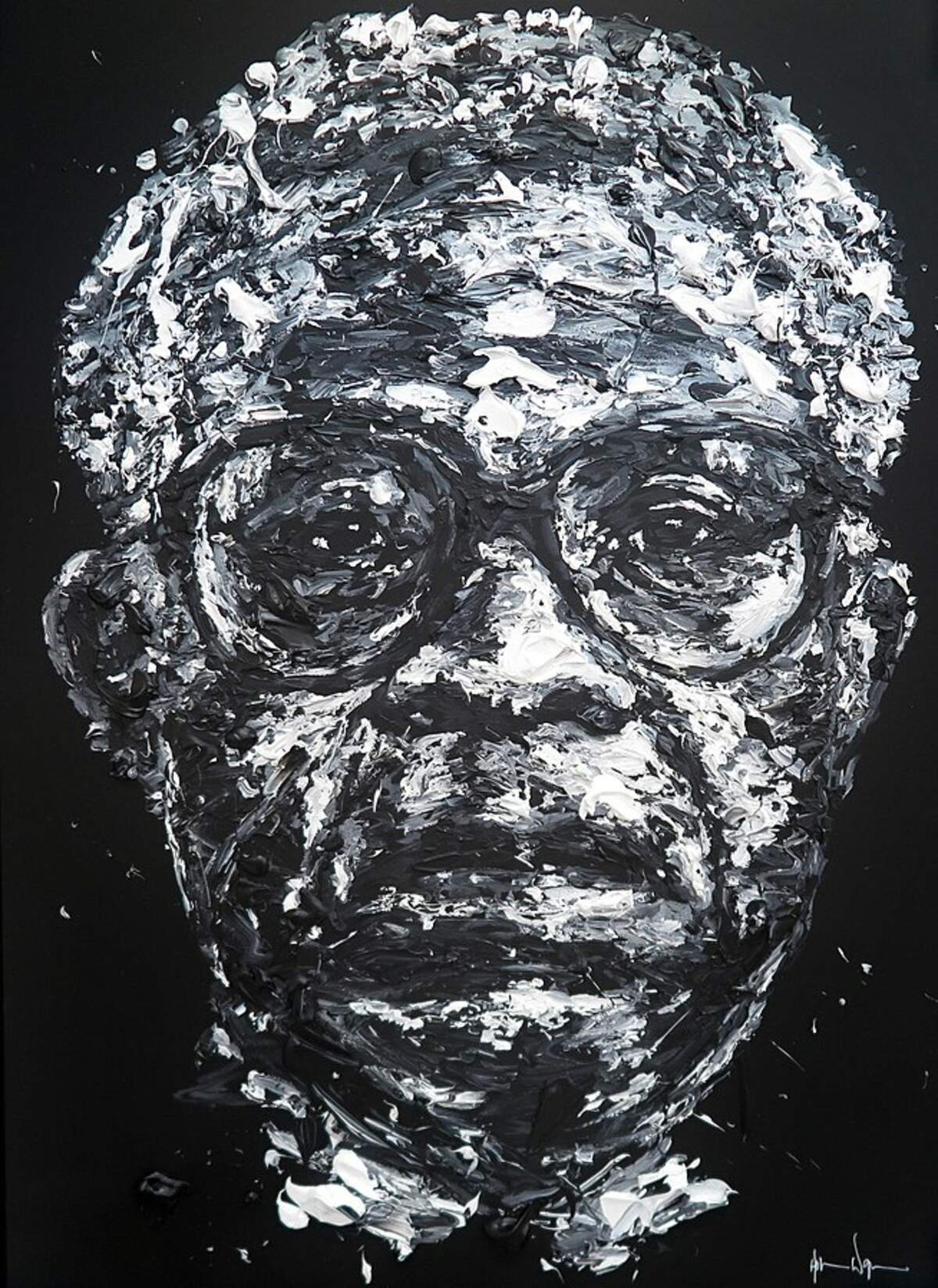  Portrait d’Aimé Césaire réalisé par l’artiste Hom Nguyen, pour l’exposition Portraits de France du Musée de l’Homme à Paris en décembre 2021. / Wikimedia Commons, Homi2040