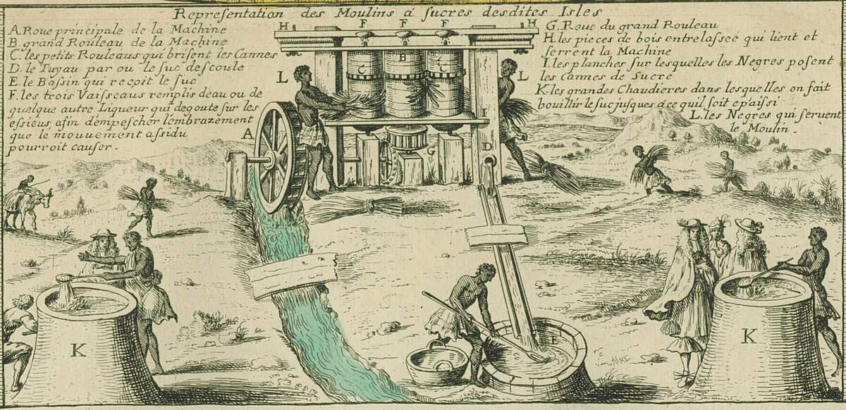 Croquis d’un moulin à sucre aux Antilles daté de 1667 / Wikimedia Commons, Estienne Vouillemont
