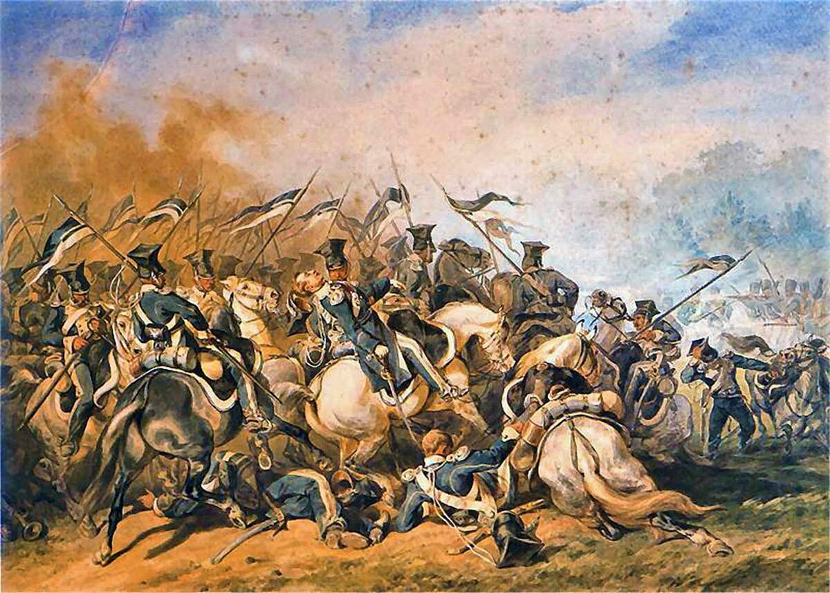 La bataille d’Ostroleka en 1831, symbole de la défaite du Royaume de Pogne insurgé face à l’Empire Russe, dans le cadre de l’Insurrection de Novembre de 1830-1831. / Juliusz Kossak 