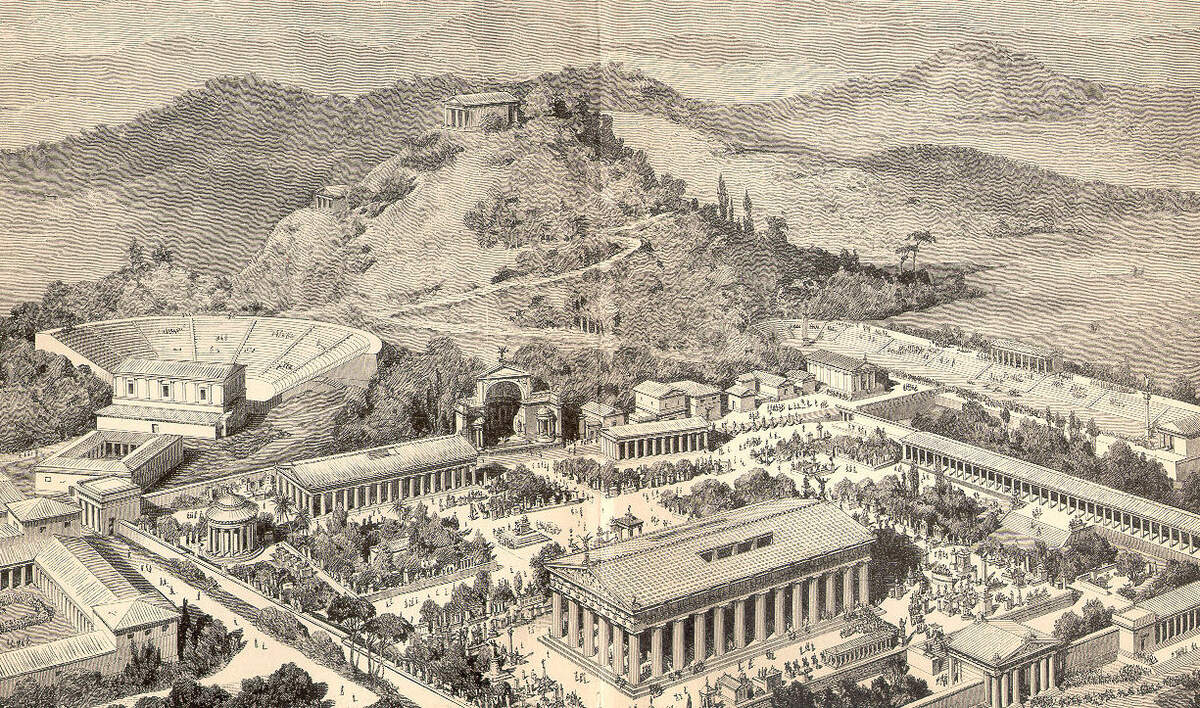 Gravure représentant Olympie · Pierers Universal-Lexikon, 1891 via Wikimédia