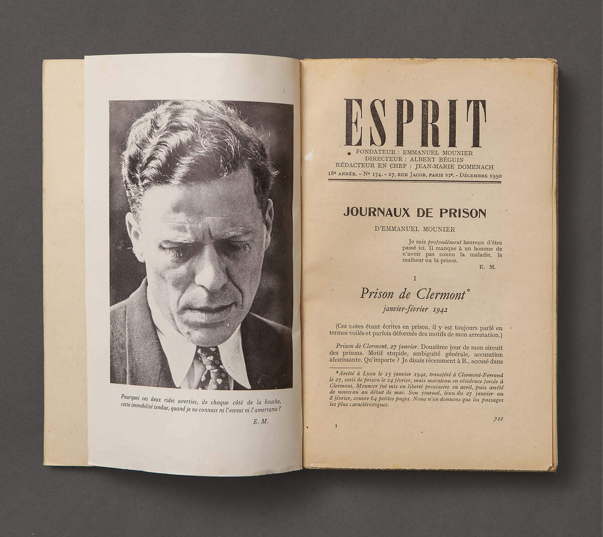Numéro Emmanuel Mounier, Esprit, décembre 1950 © Olivier Marty
