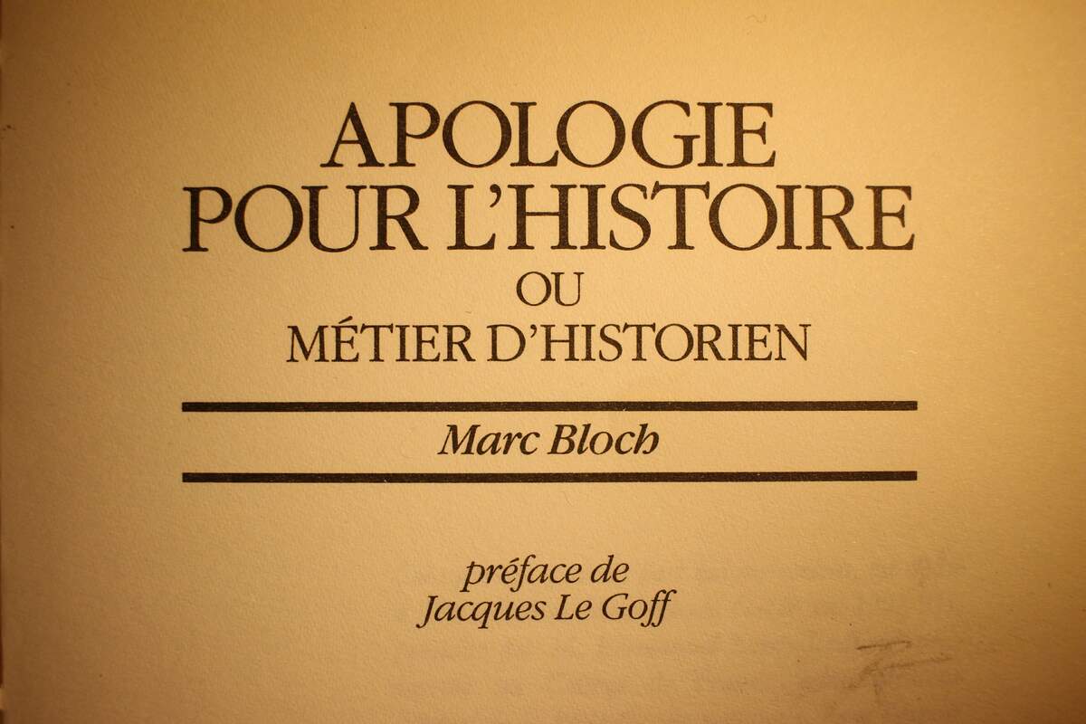 Le titre de l’Apologie pour l’histoire de Marc Bloch, sur la première page, dans l’édition de 1993 (Etienne Bloch) préfacée par Le Goff.