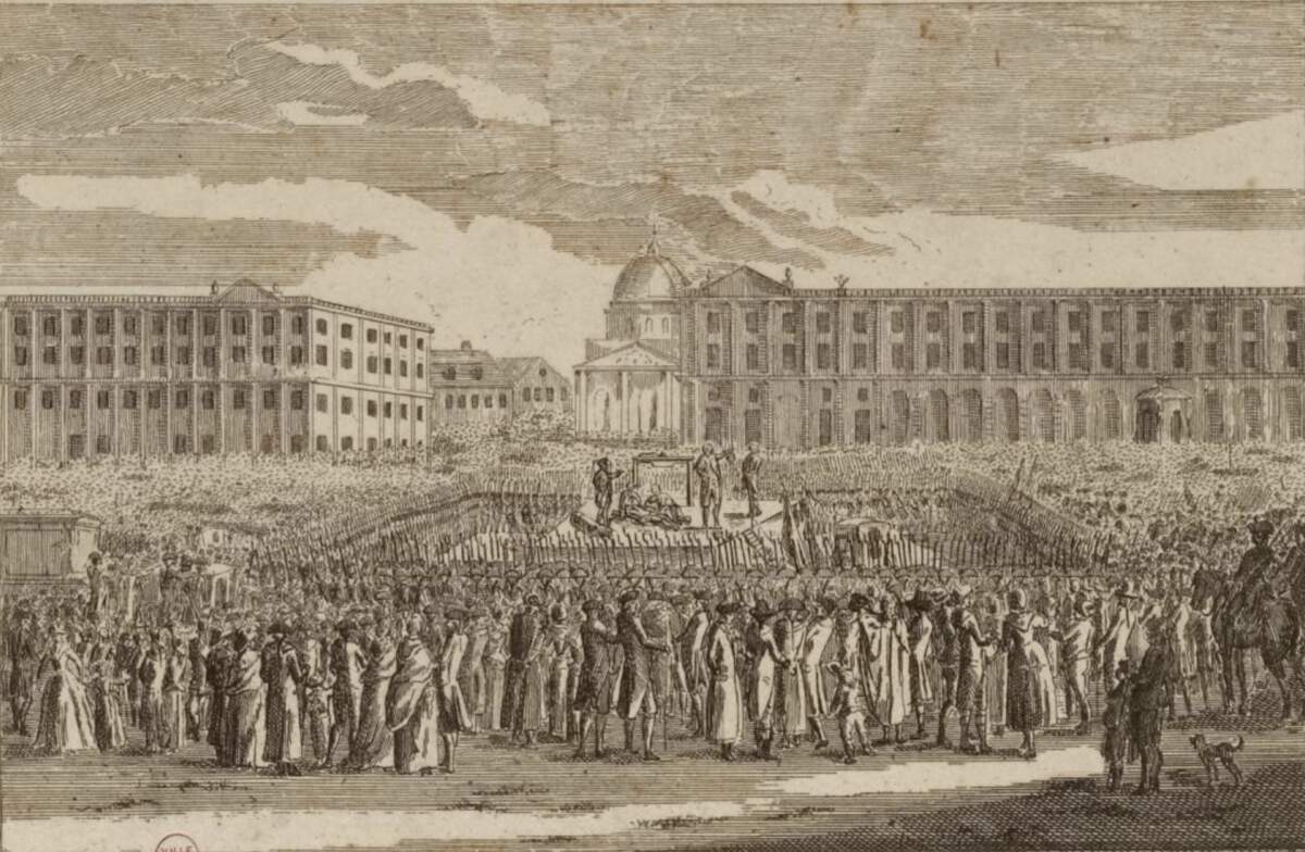 Révolution française : L’exécution de Louis XVI, place de la Révolution, actuelle place de la Concorde, actuel 8ème arrondissement, le 21 janvier 1793.