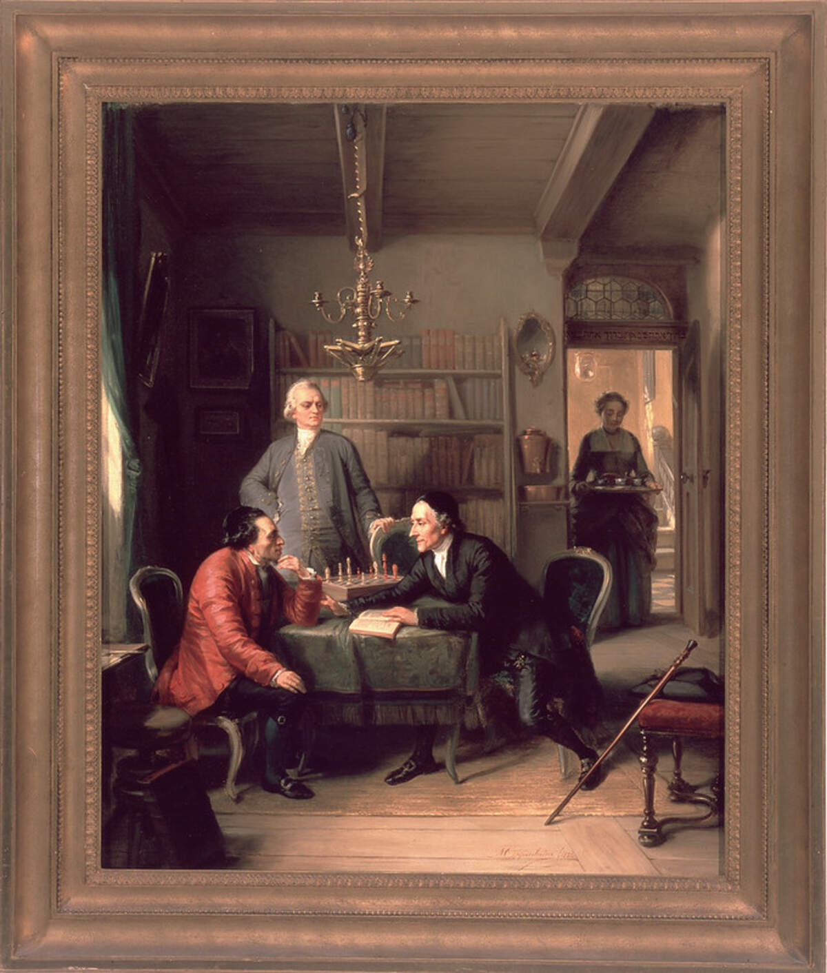 Lavater et Lessing rendent visite à Moses Mendelssohn, par Moritz Daniel Oppenheim (1856)