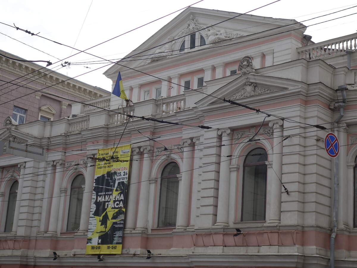 Le théâtre dramatique de Kharkiv en février 2024. Photo Anne et Laurent Champs-Massart