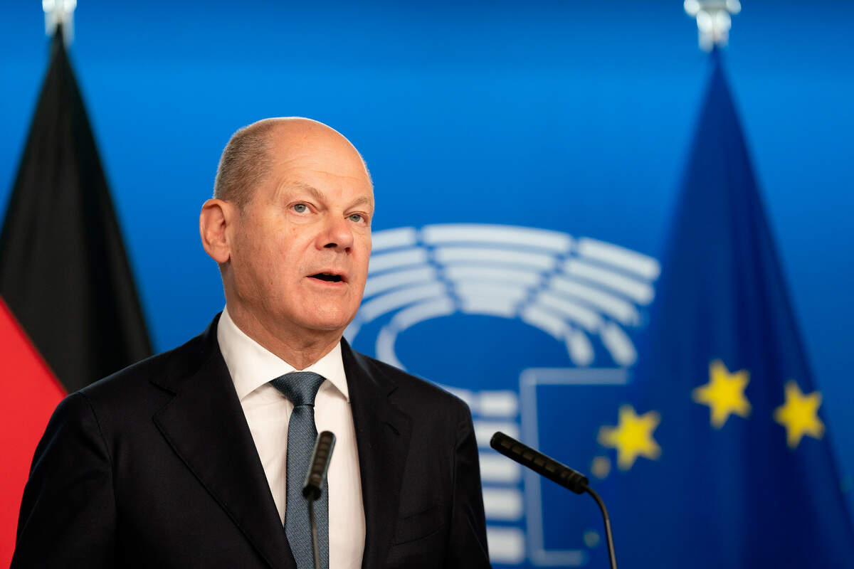 Olaf Sholz au Parlement européen en mai 2023 (source : Parlement européen)