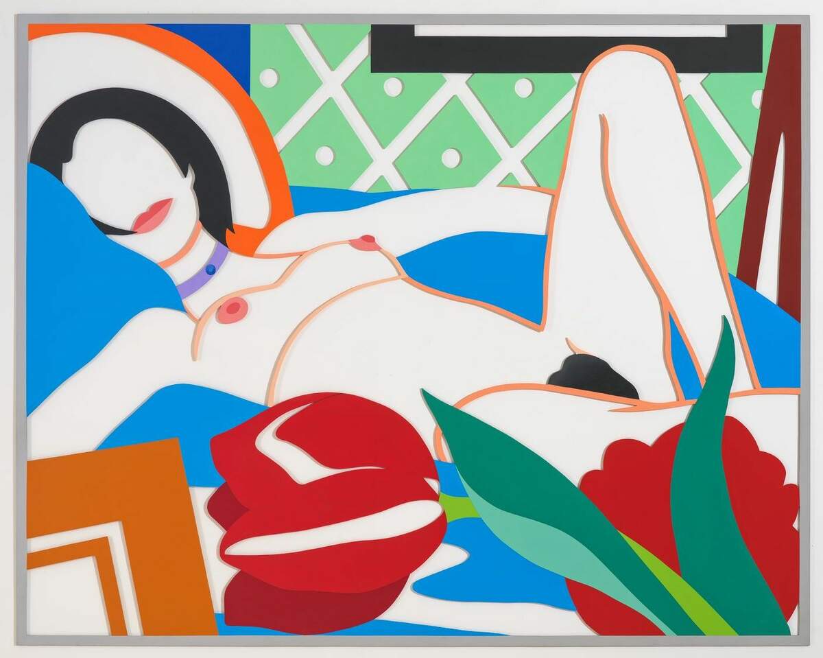 Tom Wesselmann, Monica with Tulips, 1989. Émail sur aluminium 144.8 x 182.9 cm 57 x 72 in © Courtesy of the Estate and Almine Rech © 2022 The Estate of Tom Wesselmann / Artists Rights Society (ARS), New York. Photo: Jeffrey Sturges