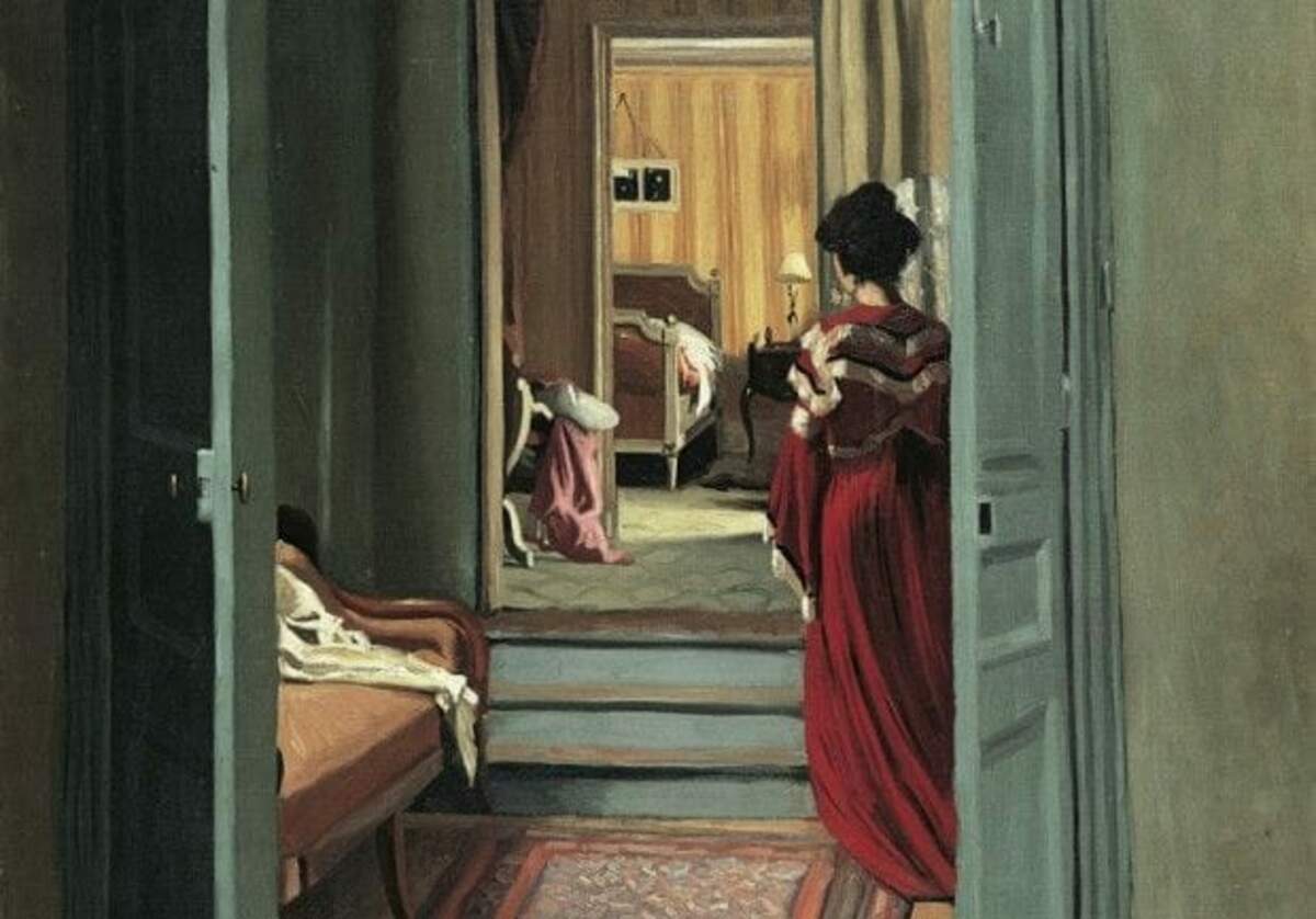 Félix-Édouard Vallotton, Intérieur avec femme en rouge de dos (1903)