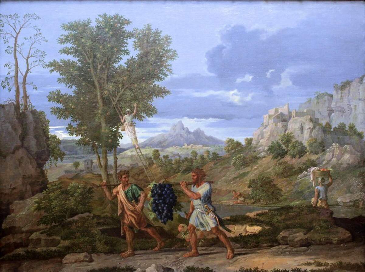 Nicolas Poussin, L’Automne ou la grappe de raison rapportée de la Terre promise (1664, Louvre), photo de Jean-Louis Mazières (Creative Commons, 2014)