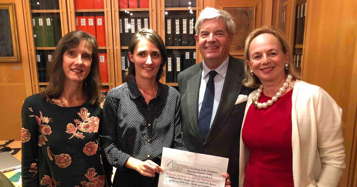 Judith Chavanne, membre du Jury du Prix du premier recueil de poèmes, Anne Dujin, lauréate du Prix 2019, Antoine et Marie-Hélène Labbé, Fondation pour la Poésie.