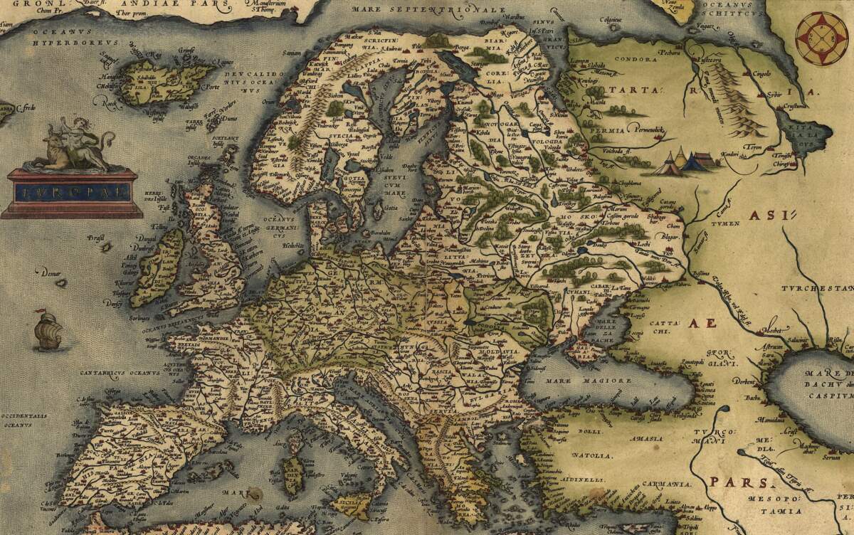 Antique carte de l’Europe, Ortelius 1570