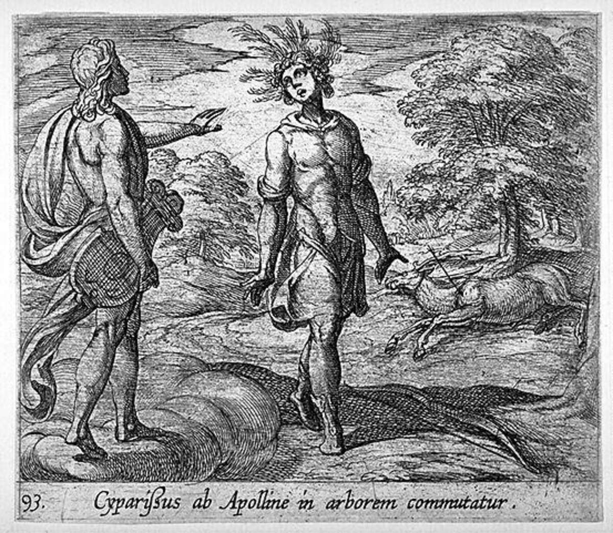 Antonio Tempesta (1555-1630) - Cyparissus ab Apolline in arborem commutatur