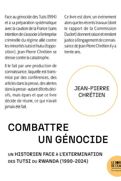 Combattre un génocide, de Jean-Pierre Chrétien