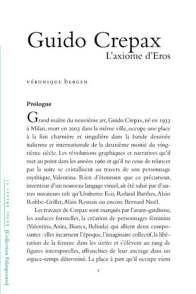 Guido Crepax. L’axiome d’Eros de Véronique Bergen