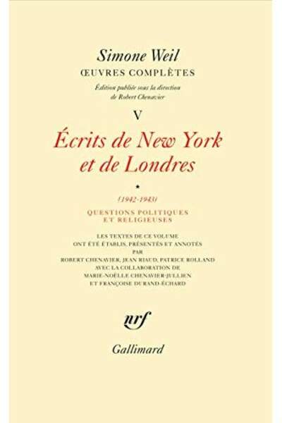Écrits de New York et de Londres (1942-1943)  de Simone Weil