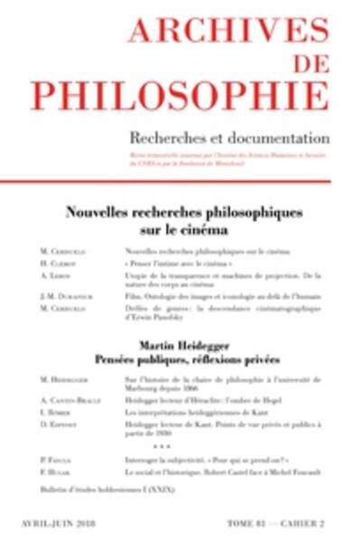 Archives de philosophie, été 2018