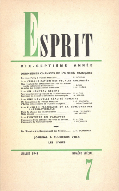 DERNIERES CHANCES DE L’UNION FRANCAISE