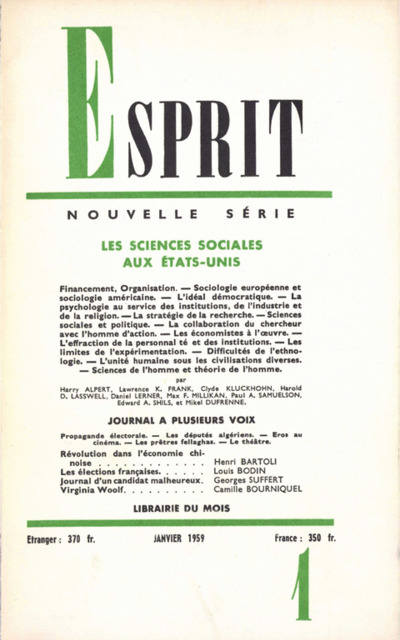 LA SIGNIFICATION HUMAINE DES SCIENCES SOCIALES AUX ETATS-UNIS