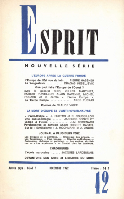 L’Europe après la guerre froide / Anti-Oedipe