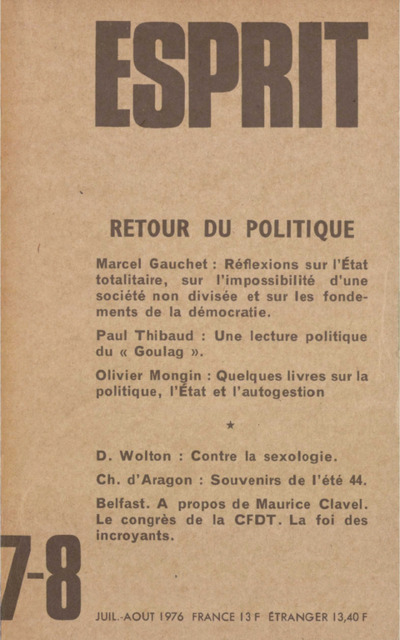 RETOUR DU POLITIQUE