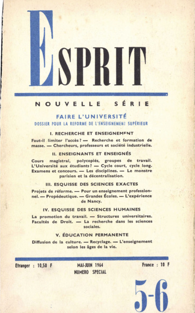 FAIRE L’UNIVERSITE: DOSSIER POUR LA REFORME DE L’ENSEIGNEMENT SUPERIEUR