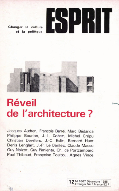 REVEIL DE L’ARCHITECTURE?