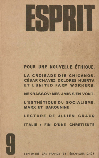 POUR UNE NOUVELLE ETHIQUE