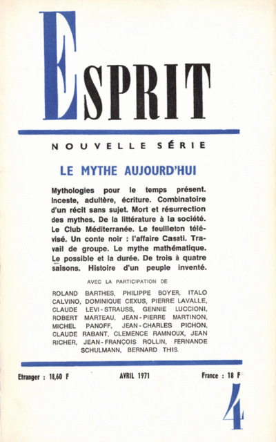 LE MYTHE AUJOURD’HUI