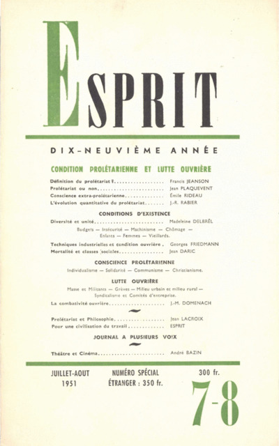 CONDITION PROLETARIENNE ET LUTTE OUVRIERE