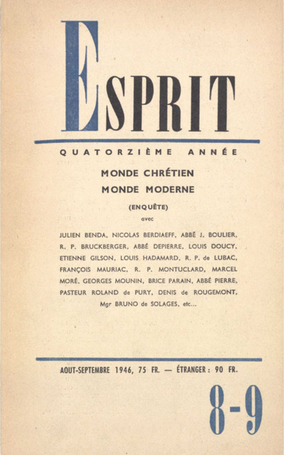 MONDE MODERNE MONDE CHRETIEN