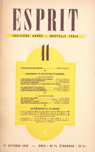 MOUVEMENTS ET INSTITUTIONS DE JEUNESSE