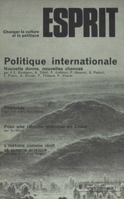 POLITIQUE INTERNATIONALE : NOUVELLE DONNE, NOUVELLE CHANCES