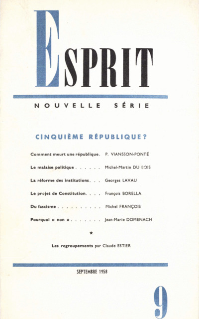 CINQUIEME REPUBLIQUE?