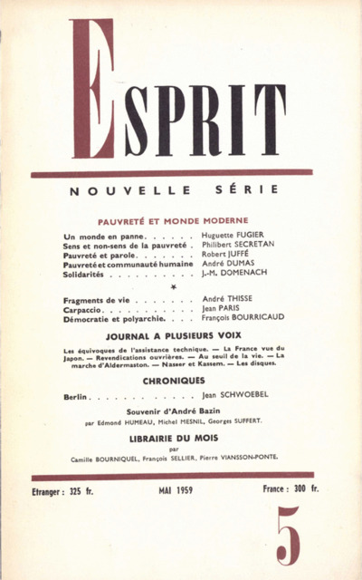 PAUVRETE ET MONDE MODERNE