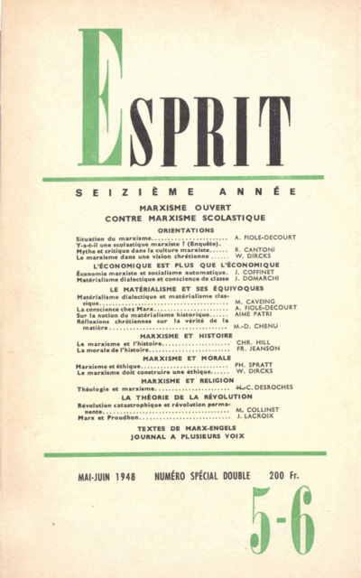 MARXISME OUVERT CONTRE MARXISME SCOLASTIQUE