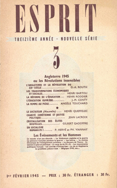 ANGLETERRE 1945 OU LES REVOLUTIONS INSENSIBLES