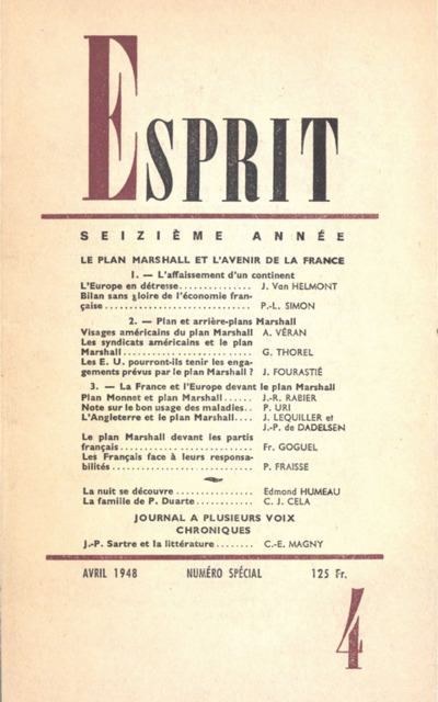 LE PLAN MARSHALL ET L’AVENIR DE LA FRANCE