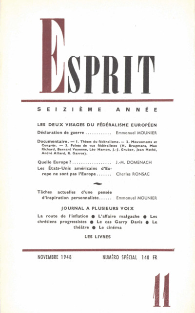 LES DEUX VISAGES DU FEDERALISME EUROPEEN