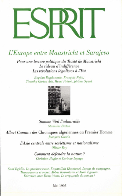 L’Europe entre Maastricht et Sarajevo