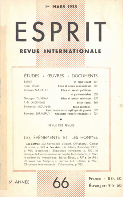 Le Front populaire. Bilan - Avenir