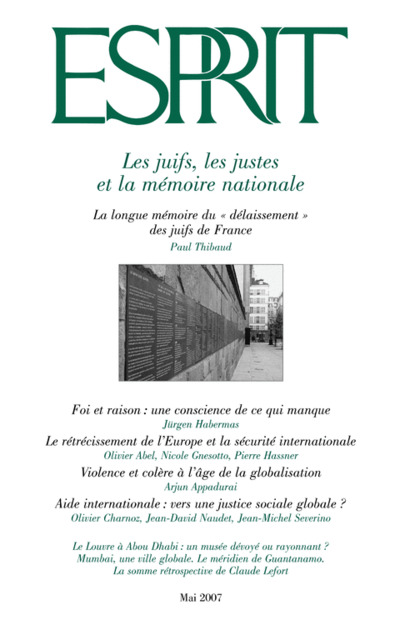 Les juifs, les justes et la mémoire nationale
