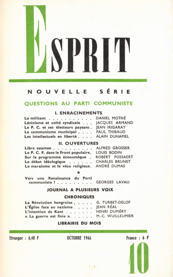 QUESTIONS AU PARTI COMMUNISTE