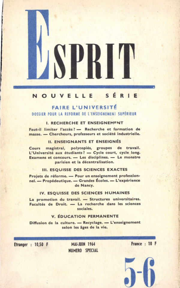 FAIRE L’UNIVERSITE: DOSSIER POUR LA REFORME DE L’ENSEIGNEMENT SUPERIEUR